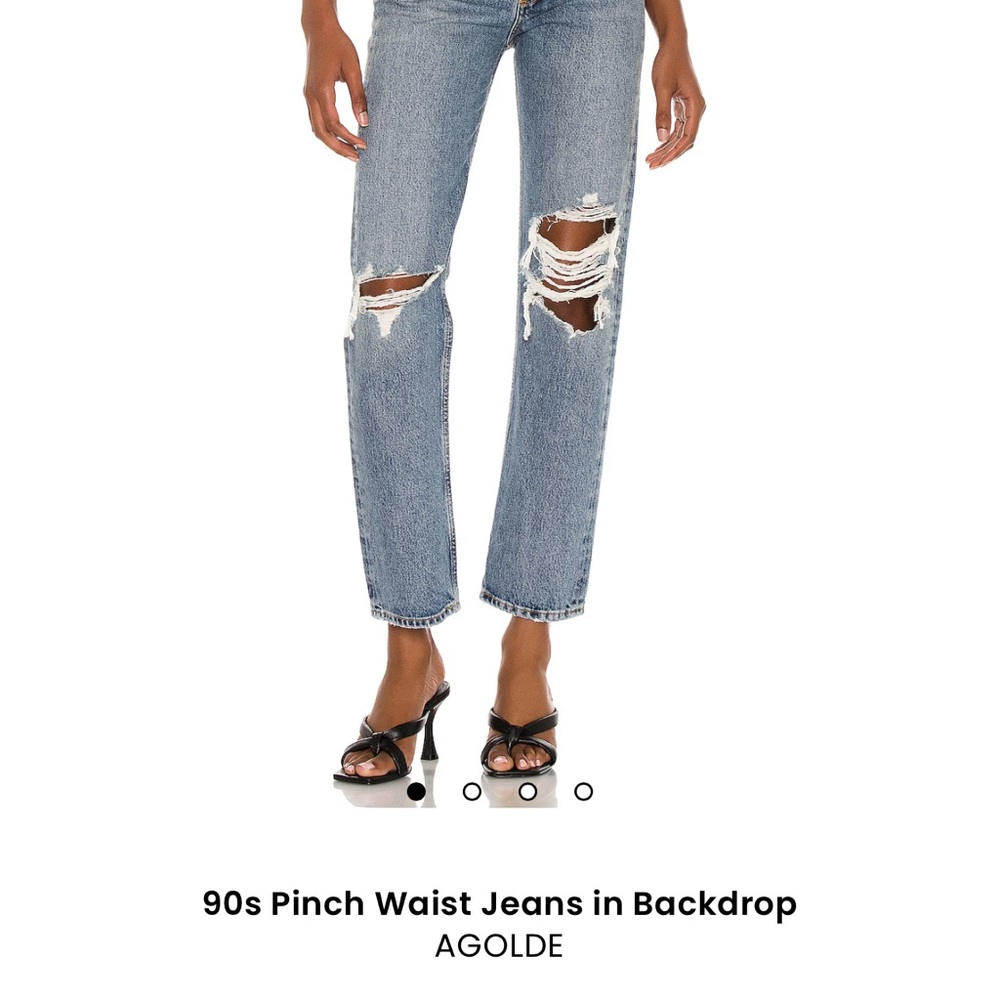 AGOLDE Women's Distressed Blue Straight Leg Jeans